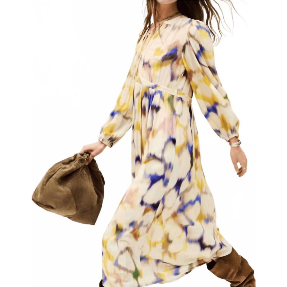 Anthropologie ba&sh Floria Watercolor Tie-Dye Midi Dress